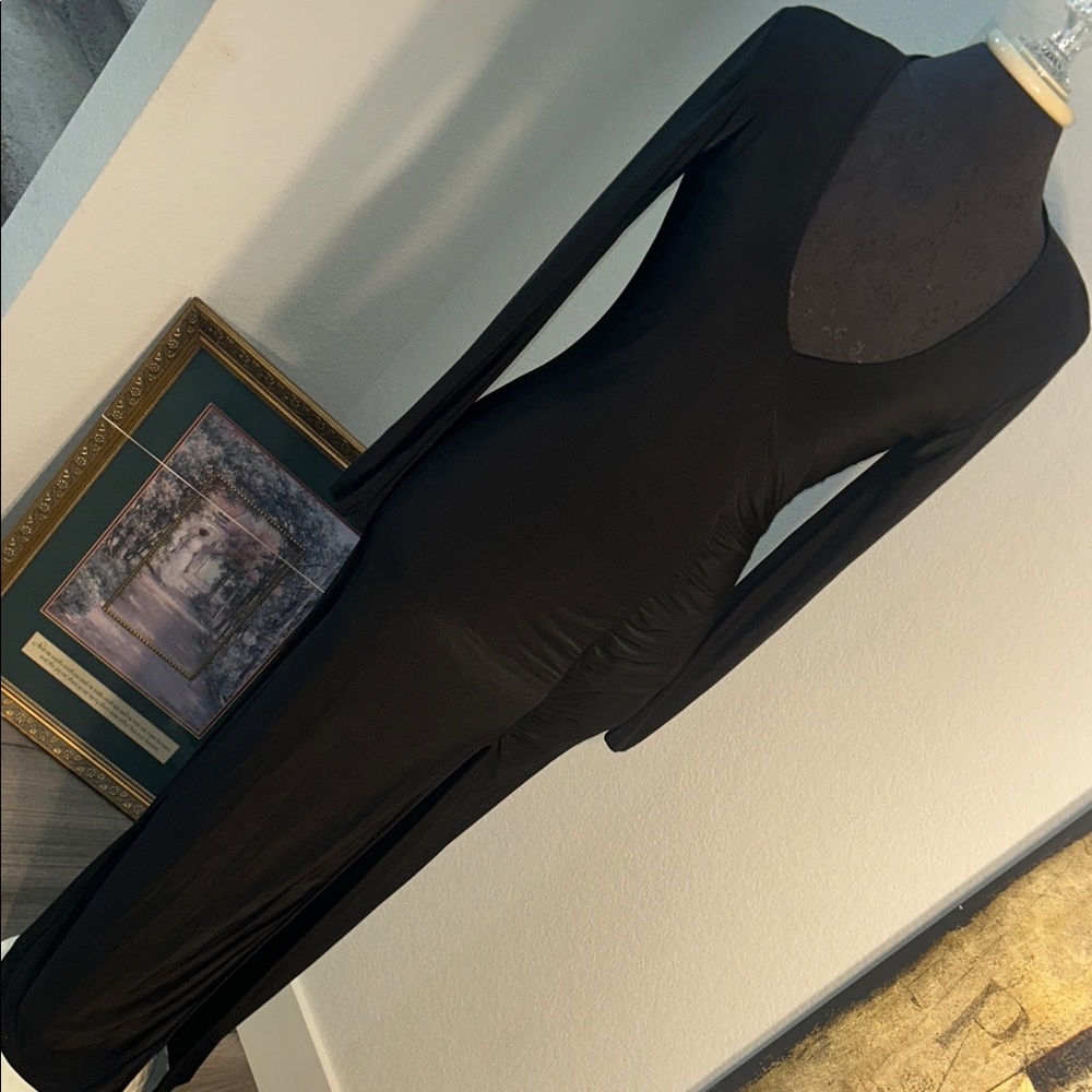 Fashion Nova Sleek Black Long Sleeve Dress